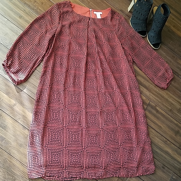 🦃 2 for $15 🦃 H&M Dress/ Tunic Rust & Black Pattered- size 8 🎉HP🎉 - Picture 1 of 8
